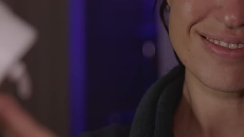 Smiling Woman, Close-up Portrait, Relaxed at Home