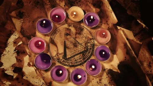 The Eye Of Providence Illuminati Symbol On Old Parchment In Candle Light 5