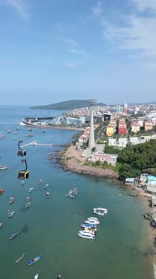Aerial View of Cable Car on Phu Quoc Island Vietnam