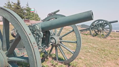 Bulgarian artillery gun battery at Shipka Pass battle site Balkans