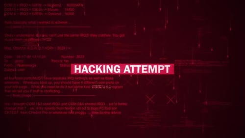 Texto de aviso de tentativa de hackeamento na tela de fundo de hackeamento V02