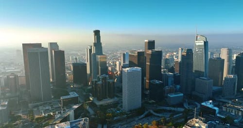 Skyscrapers in the downtown of modern American metropolis of Los Angeles, California