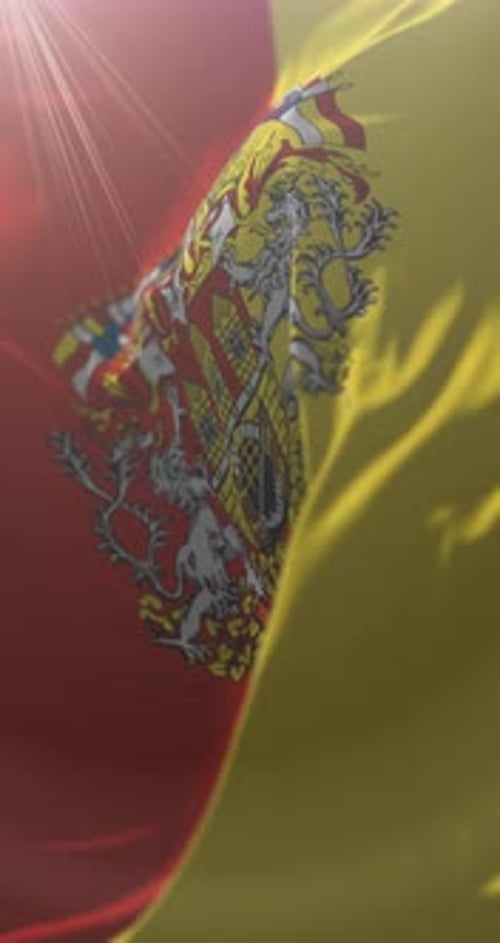 Realistic Waving Flag with Royal Coat of Arms