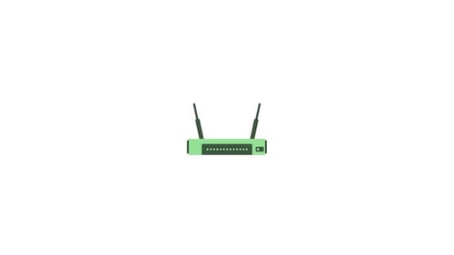 Flat Design Wi-Fi Router with Animated Signal Waves