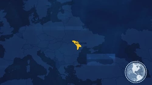 Moldova World Map Highlight and Pinpoint Animation