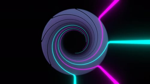 Cyan And Pink Rotating Spiral Lines Strobe Background Vj Loop In 4K