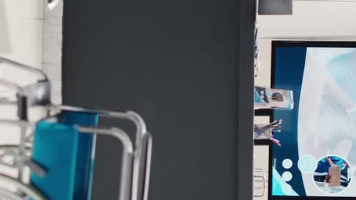 Vertical Video Empty Hospital Reception Front Desk