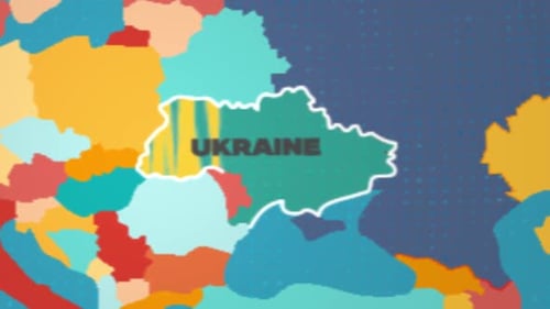 Colorful World Map Globe Zoom to Ukraine