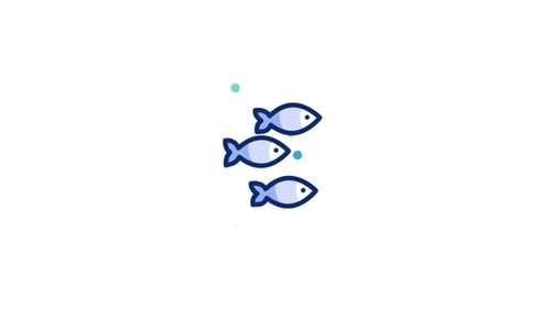 Flat Design Animated Fish Swimming Upwards
