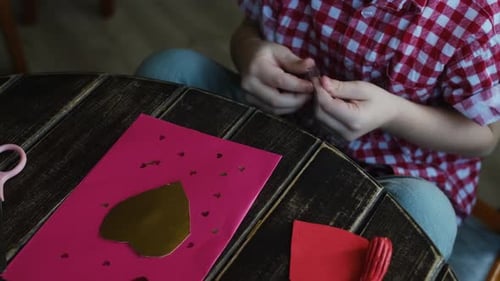 Kid Making Heart Shaped DIY St Valentines Day Valentine for Mom