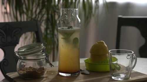 Refreshing Lemonade Drink on Table Indoors Still Life