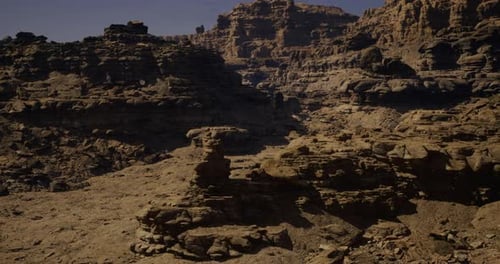 Rocky Desert Landscape Showcases Unique Geological Formations and Textures