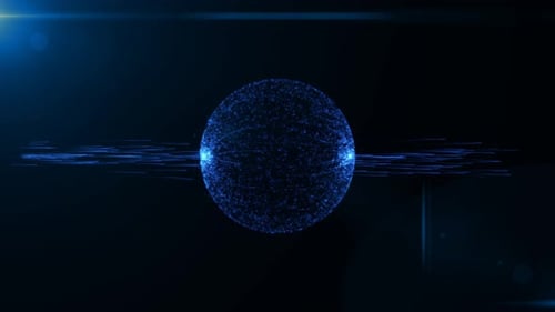 Animation glühender Partikel mit Lichtstrahlenhintergrund. 3736