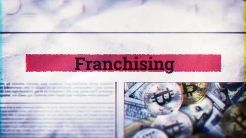 Franchising Newspaper Headline Highlight with Glitch Effect