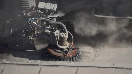 Running street cleaning car, 250 fps slow motion