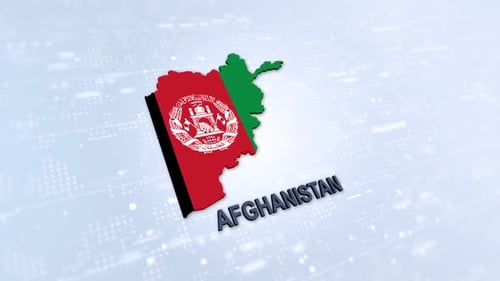 Animated 3D Map of Afghanistan with National Flag and Text