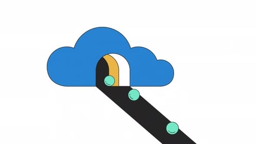 Marbles balls rolling out surreal cloud line 2D concept animation