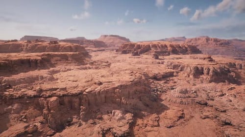 Aerial Drone View Over Arid Rocky Desert Landscape