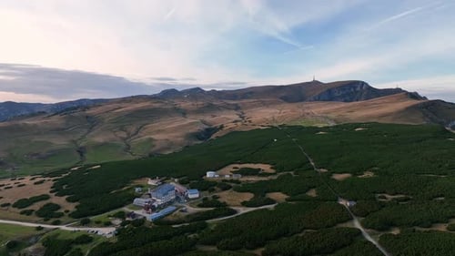 Aerial view of the Bucegi Mountains, Romania