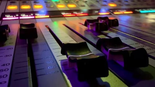 Audio Sound Mixing Board Desk Music Studio Levels Decibels Engineer two sliders