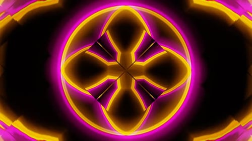 Abstract Neon Symmetrical Kaleidoscope Hypnotic Loop Background