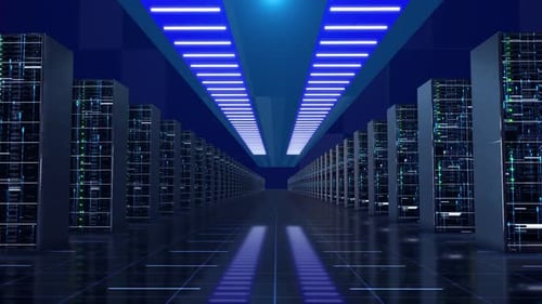 Futuristic Data Center Server Room Digital Network Technology Loop