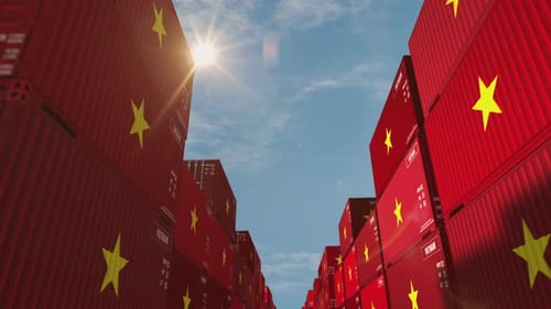 Vietnam export cargo containers in row endless