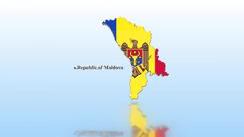 Republic of Moldova Rotating 3D Map with National Flag