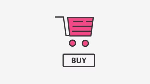 Animated Shopping Cart Buy Button Flat Design Icon