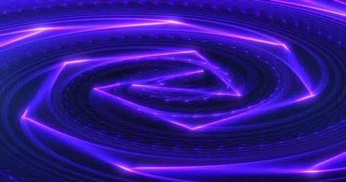 Neon Glowing Hexagon Tunnel Loop Background