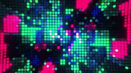 Schleife, glitzerndes Rot, Blau, Digitaltechnik, Rasterlinie, Verzerrung, Mosaik