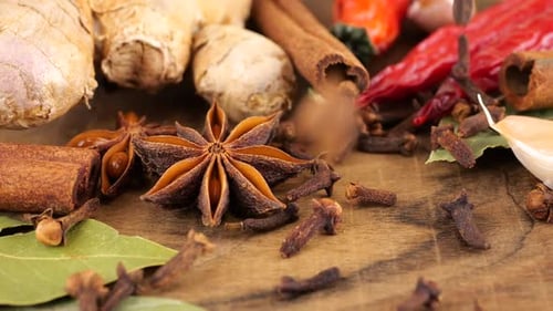 Spices on Wood