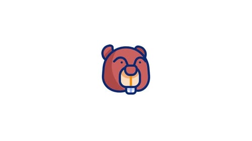 Animated Flat Design Beaver Head Icon
