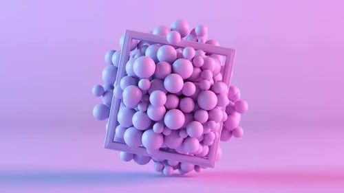 Dynamic Spheres in Neon Geometric Frame Animation