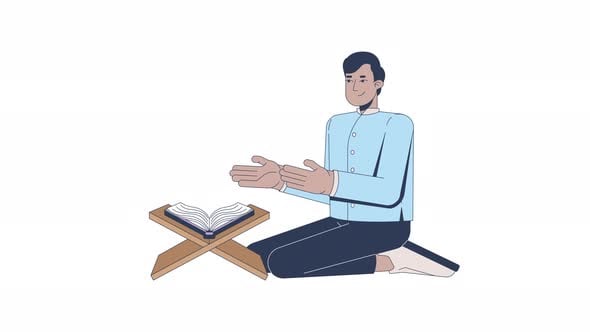 Arab man reciting Quran 2D character animation, Elements Motion ...