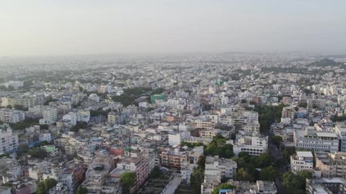 Telangana-based South Indian city's residential and commercial areas are visible in aerial footage.