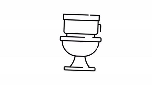 animation of line art toilet bowl for hygiene and routine icon