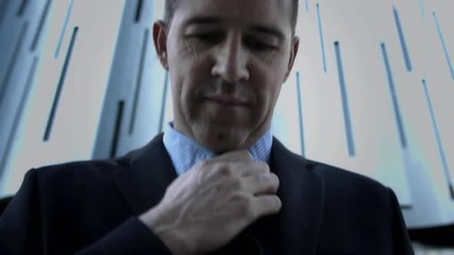 Suits Business Man Fixing His Tie Before a Deal in the City