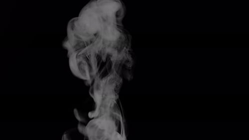 Slow Motion Water Mist Puff Stream Over Black Background, Slow Motion