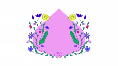 Elegant Animated Floral Frame with Growing Flowers