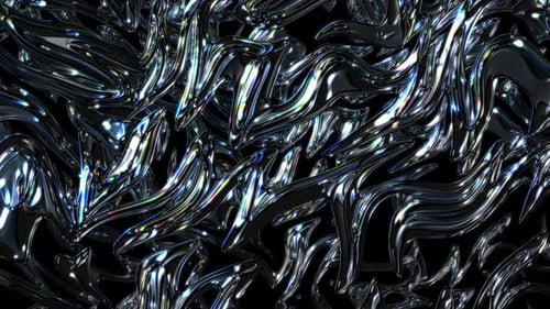 Abstract Fluid Chrome Waves Seamless Loop Background