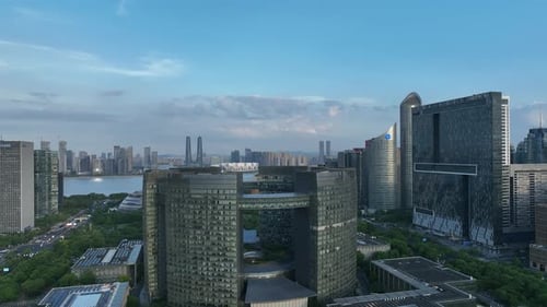 Panoramic city skyline in Hangzhou china