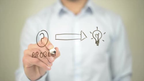 Problem Solution Concept, Writing on Transparent Screen