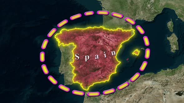 Animated Spain Map Reveal with Neon Outline and Rotating Circle ...