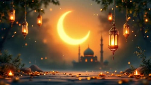 Ramadan Hanging Islamic Candle Background