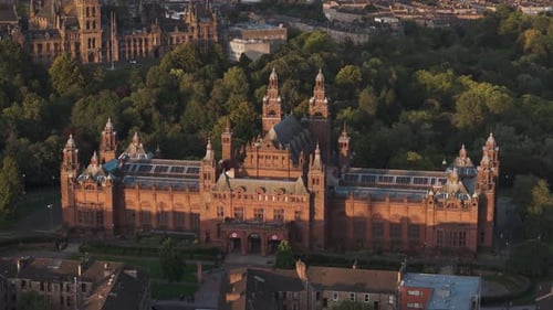 Aerial view of Glasgow city center, Scotland.