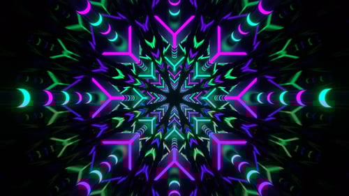 Purple And Turquoise Snowflake Type Tunnel Background Vj Loop In 4K