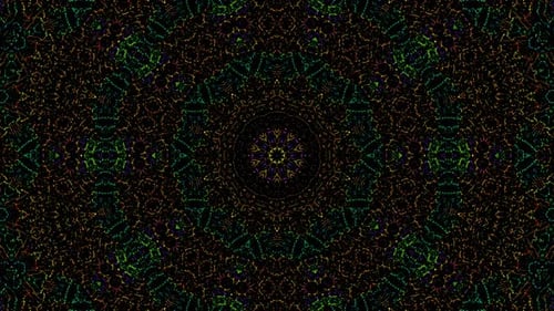 Animated 3D abstract.Curved lines and colorful light points black background,seamless circle