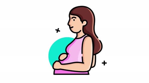 Animated Flat Design Pregnant Woman Icon