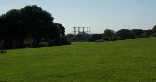 long shot of the soon to be demolished gasometer on Marina Way at Brighton.